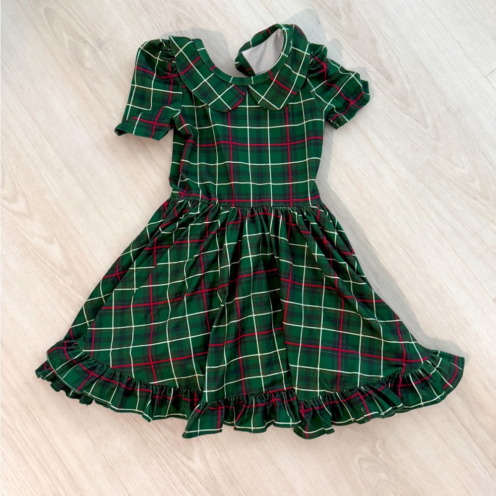 Plaid Green and Red Dress Twirl Dress